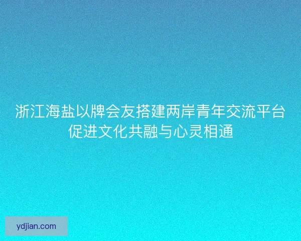 浙江海盐以牌会友搭建两岸青年交流平台促进文化共融与心灵相通
